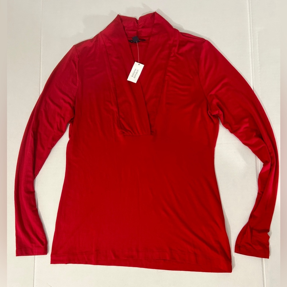 🆕 Banana Republic Red Long Sleeve Blouse – Size L – NWT